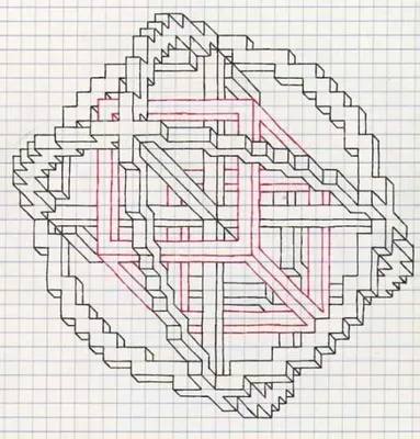3Д рисунки по клеточкам в тетради, легкие и простые 3D картинки для  начинающих