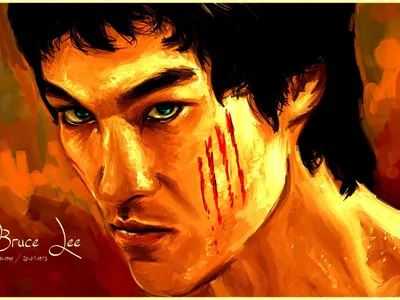 Vector portrait of Bruce Lee - desktop wallpapers