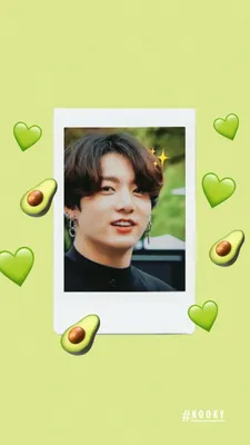 BTS Jungkook Green Heart Aesthetic Wallpaper