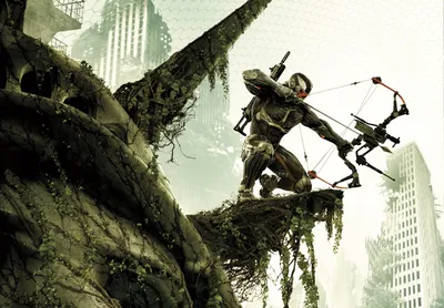 Crysis 3 нанокостюм лук городские джунгли - обои на телефон