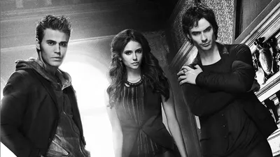 Обои Дневники вампира, The Vampire Diaries, Nina Dobrev, Ian Somerhalder,  Paul Wesley, poster, TV Series, 8k, Фильмы #15113