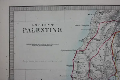 ANCIENT PALESTINE, TRIBES OF ISRAEL, JERUSALEM original antique map, SDUK  c.1858 | eBay