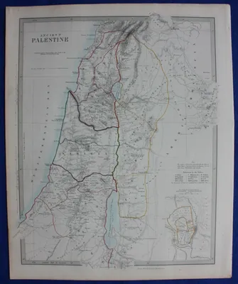 ANCIENT PALESTINE, TRIBES OF ISRAEL, JERUSALEM original antique map, SDUK  c.1858 | eBay