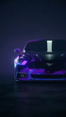 Обои на телефон ford mustang, спорткар, вид спереди, черный, деревья -  скачать бесплатно в высоком качестве из категории \"Машины\"