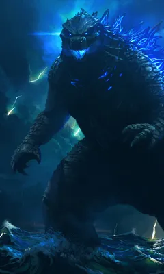 Фото Монстры Godzilla Фэнтези Ночь битва 1413x1920