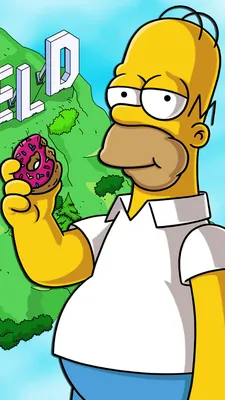 Скачать фотообои для рабочего стола: Homer Simpson, Гомер Симпсон есть  пончик, Simpsons, wallpapers, обои для рабочего стола, Симпсоны, скачать  фото