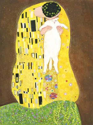 Купить репродукцию картины Gustav Klimt - Поцелуй | Пародия для интерьера в  Москве