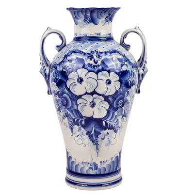 Gzhel Porcelain Vase Hand Painted in Russia Original Authentic Blue Cobalt  Гжель | eBay