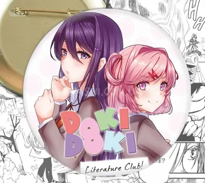 круглый значок Юри и Нацуки Doki Doki Literature Club! 002680 купить  доставка по Украине цена отзывы - Ayashi