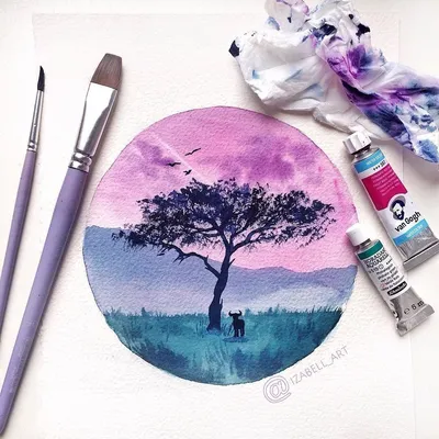 Watercolor easy painting легкий рисунок акварелью | Акварель, Рисунок