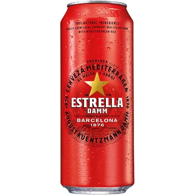 Пиво Estrella Damm Barcelona, светлое, 4,6%, ж/б, 0,5 л (489877) купить в  Киеве, Украине | MAUDAU: цена на пиво Estrella Damm Barcelona, светлое,  4,6%, ж/б, 0,5 л