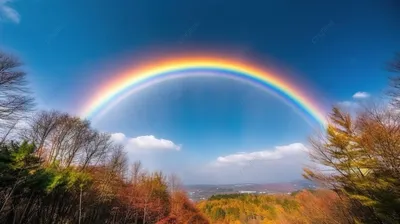 радуга над лесом фото, красивый радужный узор внезапно появился в небе, Hd  фотография фото, радуга фон картинки и Фото для бесплатной загрузки