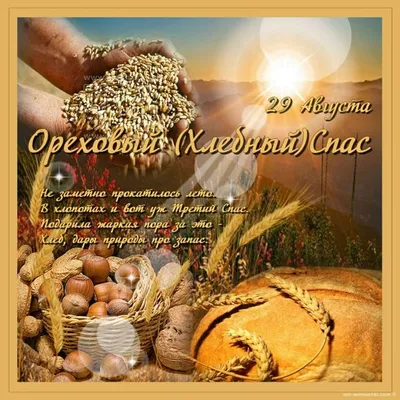 Ореховый Спас - поздравления, открытки, картинки на Хлебный Спас 2019 -  Стихи, смс и видео