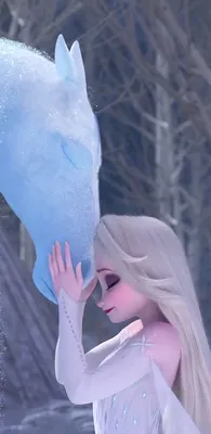 Обои на рабочий стол Elsa / Эльза с белой лошадью из мультфильма Frozen 2 / Холодное  сердце 2, by Liang Xing, обои для рабочего стола, скачать обои, обои  бесплатно