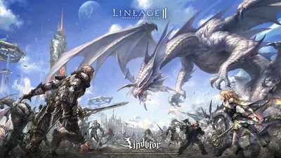 Герой lineage 2 борется с драконом - обои на телефон