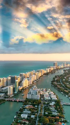 Wallpaper Miami USA Bridges Sky Bay Coast Evening Cities 1080x1920