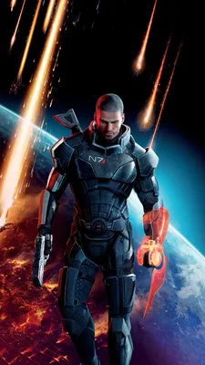 Photos Shepard Mass Effect 3 Armor pistol Man Fantasy 1080x1920