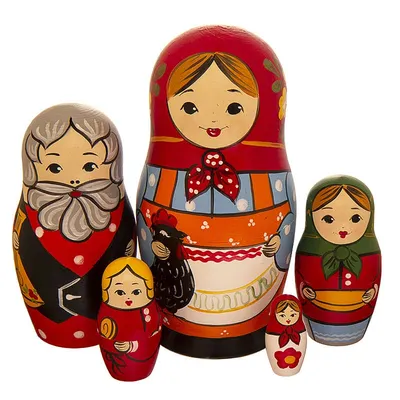 5 Nested Matreshka Wooden Dolls, Floral Design, 7\" - at Holy Trinity Store