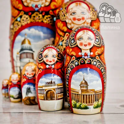 5 Nested Matreshka Wooden Dolls, Poppy Flower Design - at Holy Trinity Store