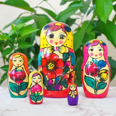 Plum Floral Art Matreshka Doll 7pc./6\"