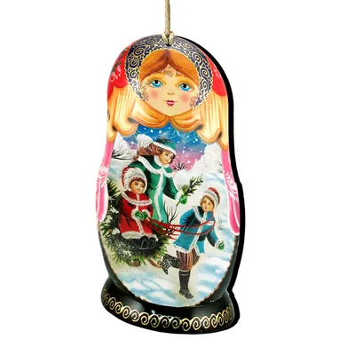 Scarlet Flower Matreshka Christmas Outdoor Décor Large Ornament by G.  DeBrekht