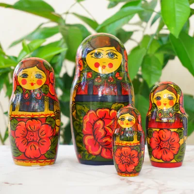 Hand Painted Wood Matryoshka \"Матрёшка\". Traditional Russian Nesting D –  Sustainable Deco, Inc.