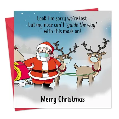 Merry Christmas Card with Lost Rudolph - Xmas Card - Funny Christmas Card -  Mask | eBay