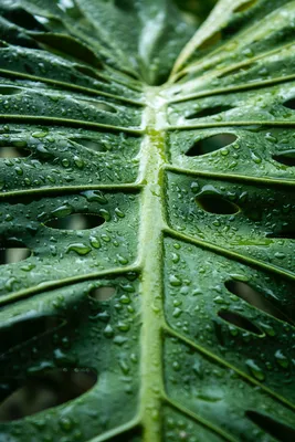 Mobile wallpaper: Plant, Monstera, Liana, Nature, Leaves, Drops, 124323  download the picture for free.