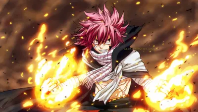 Обои на рабочий стол Нацу Драгнил / Natsu Dragnil из аниме Хвост Феи /  Fairy Tail, обои для рабочего стола, скачать обои, обои бесплатно