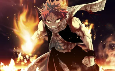 Обои на рабочий стол Natsu Dragneel / Нацу Драгнил, из аниме Fairy Tail /  Хвост феи, обои для рабочего стола, скачать обои, обои бесплатно