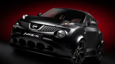 Чёрный Nissan Juke на тёмно-красном фоне - обои на телефон