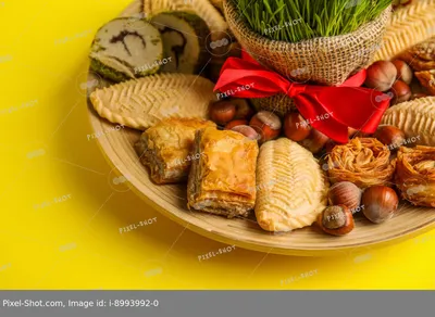 Novruz tray with sweets and candles. Stock Vector by ©Naniti 143541283