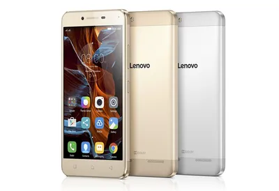 Картинки Смартфон Lenovo Vibe K5 телефоном втроем вблизи белом фоне