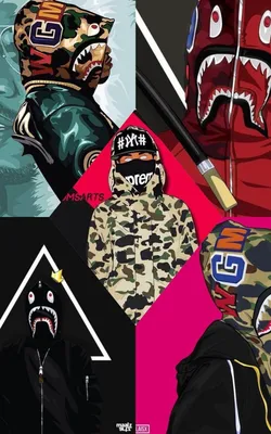 Ananasin Bape худи с акулой зипка