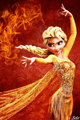 Frozen - Disney movie - Elsa - deviation, on fire