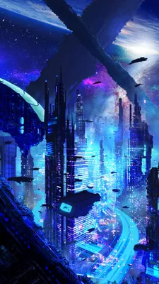 Photos megalopolis Fantasy Night Skyscrapers Fantastic world 640x960