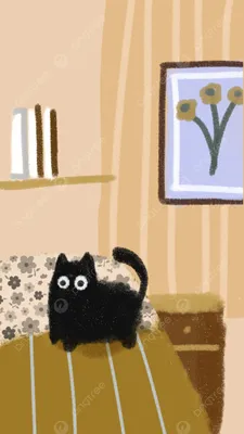 Яркие обои на телефон с большеглазыми котиками | Cat art, Cat painting,  Cute animal drawings