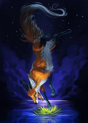 Photos Foxes Jump Animals Painting Art 3937x5512