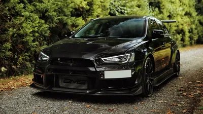 Скачать 1920x1080 mitsubishi lancer evolution, mitsubishi, черный, вид  спереди обои, картинки full hd, hdtv, fhd, 1080p