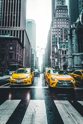 Image New York City Taxi - Cars USA NY taxi Roads Street 640x960