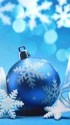 Photo New year Blue Snowflakes Balls 1080x1920