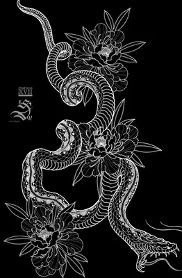 https://rtattoo.ru/ @romantattooart #SNAKE #FLOWERS #SKETCH #TATTOO  #ENGRAVING #GRAPHICS … | Японские татуировки дракона, Графические постеры,  Иллюстрации чернилами