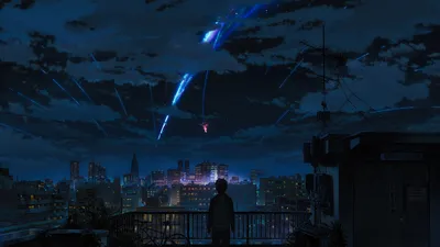 Обои на рабочий стол Арт по аниме Твое имя / Your Name / Kimi no Na wa, by  anonamos, обои для рабочего стола, скачать обои, обои бесплатно