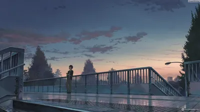 Обои на рабочий стол Мицуха Миямизу / Mitsuha Miyamizu из аниме Твое имя /  Kimi no Na wa, на фоне облачного неба, обои для рабочего стола, скачать обои,  обои бесплатно