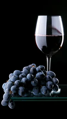 Picture Wine Grapes Food Stemware Black background 1080x1920