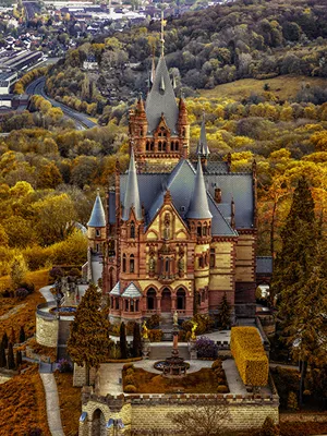 Фото Германия Drachenburg Castle замок осенние город 600x800