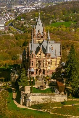 Фото Германия Drachenburg Schloss Осень замок Сверху Дома 640x960