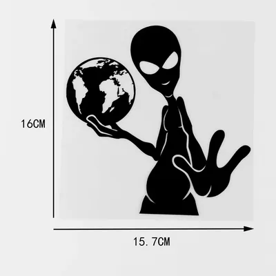 YJZT 15,7x16 см инопланетянин земля НЛО человекоид автомобильные наклейки  креативные виниловые наклейки черный/серебристый 10A-0115 | AliExpress