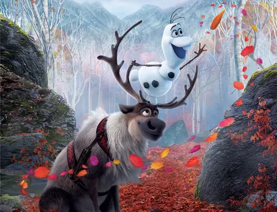 Обои на рабочий стол Olaf / Олаф олень и снеговик Sven / Свен из  мультфильма Frozen 2 / Холодное сердце 2, обои для рабочего стола, скачать  обои, обои бесплатно