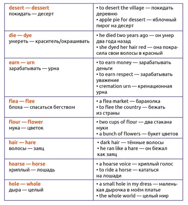 Омонимы в английском языке | Примеры омонимов